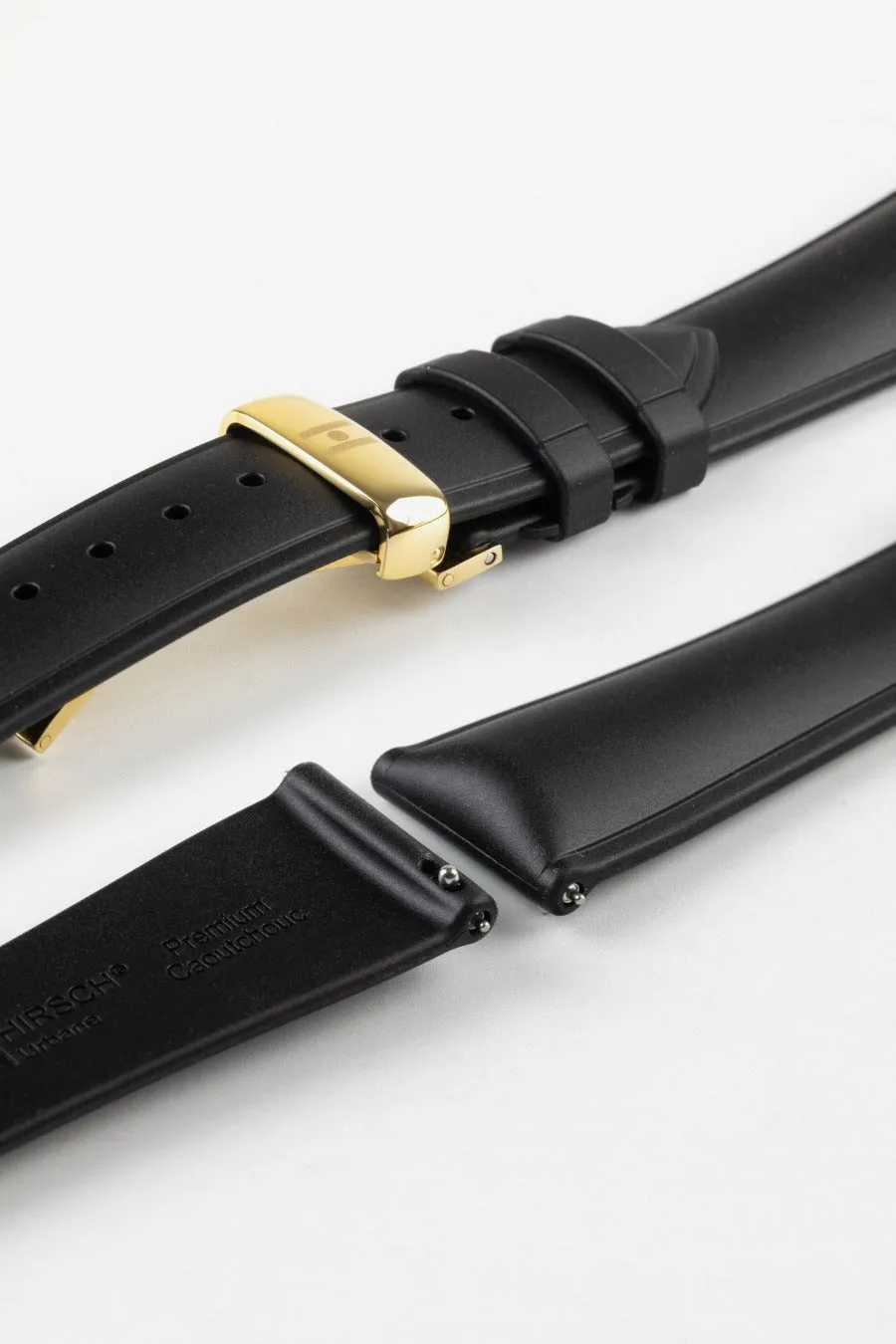 Hirsch URBANE Natural Rubber Watch Strap in BLACK