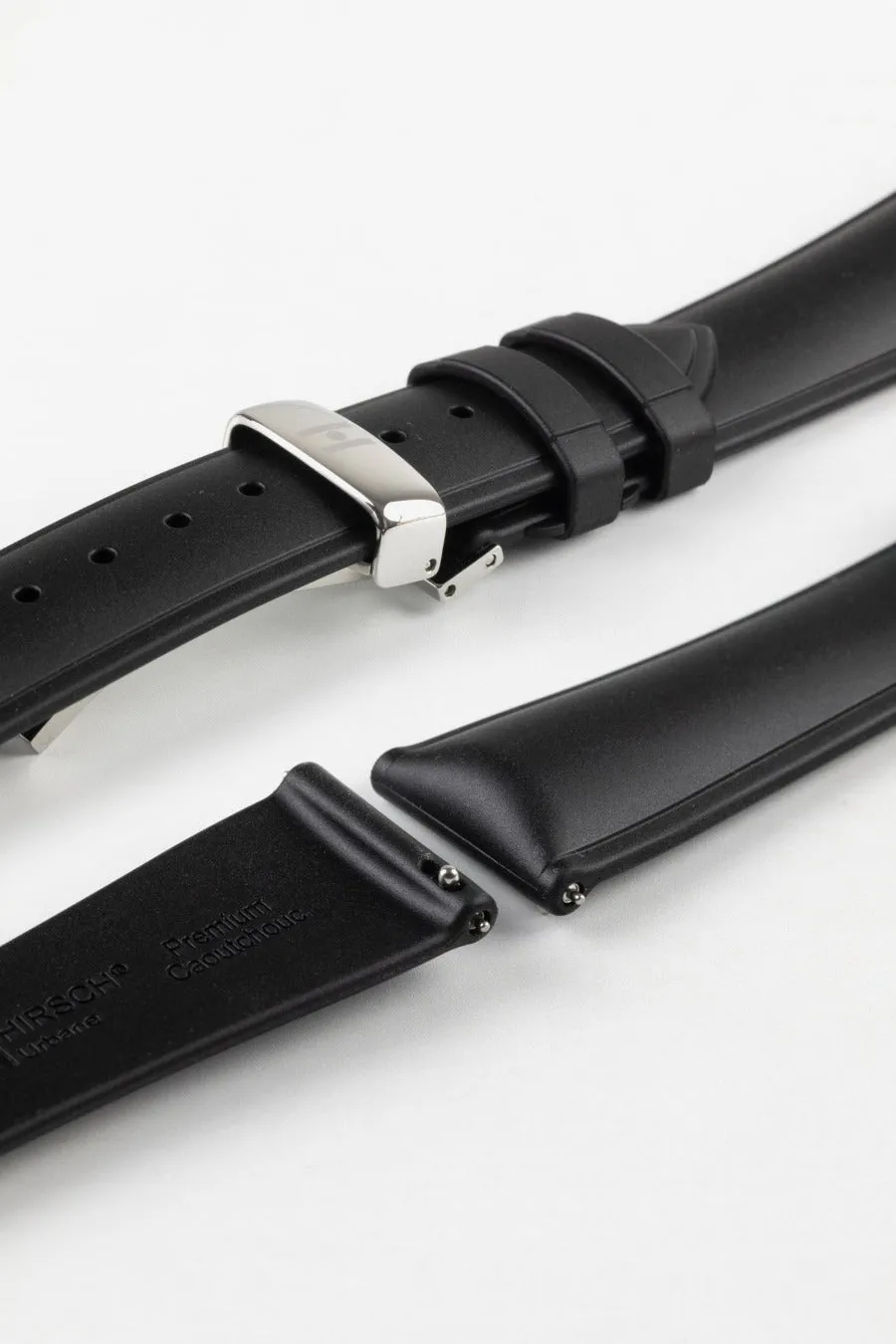 Hirsch URBANE Natural Rubber Watch Strap in BLACK