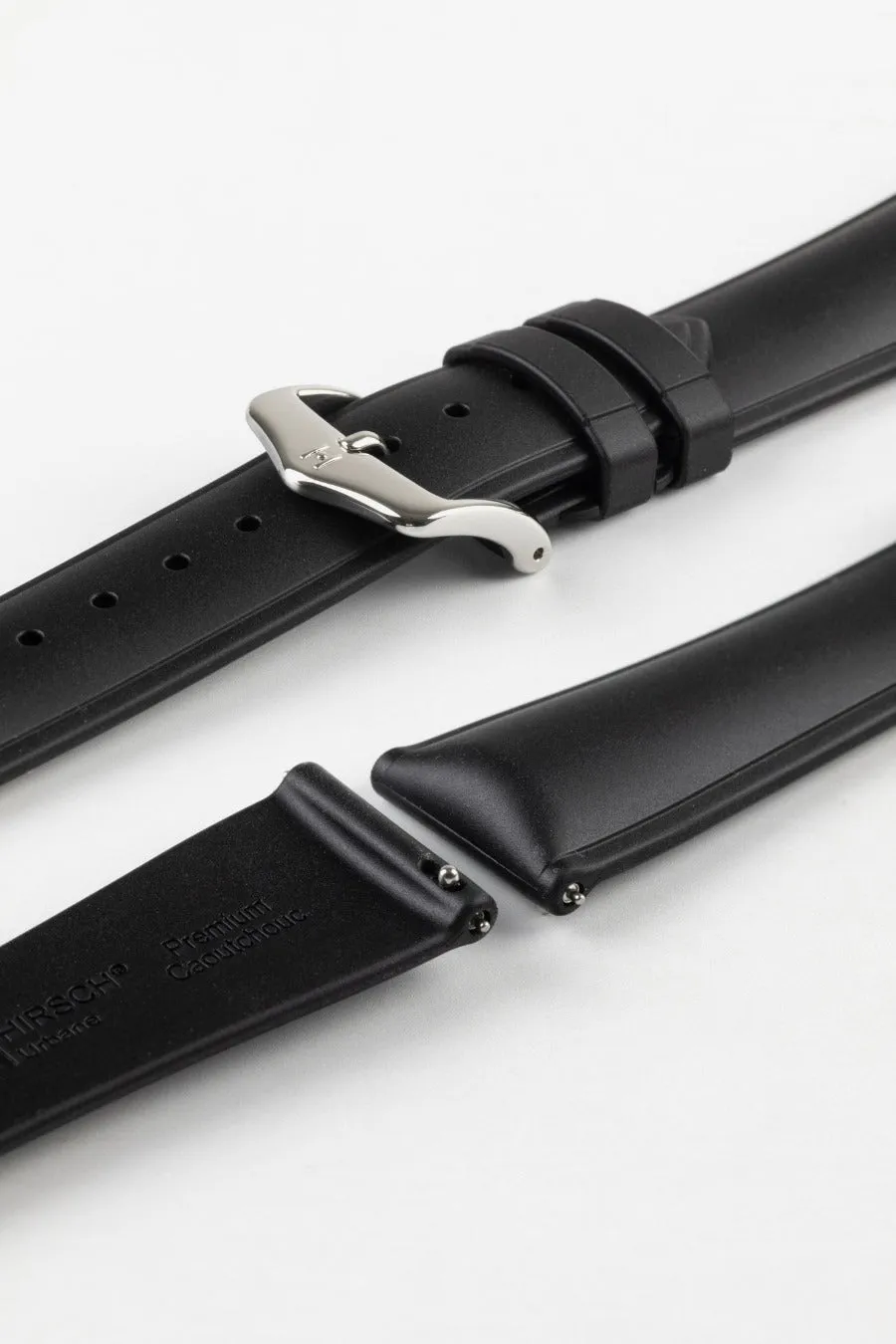 Hirsch URBANE Natural Rubber Watch Strap in BLACK