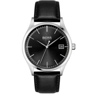 Hugo Boss 1513831 Commissioner Black Leather Quartz Men's Watch