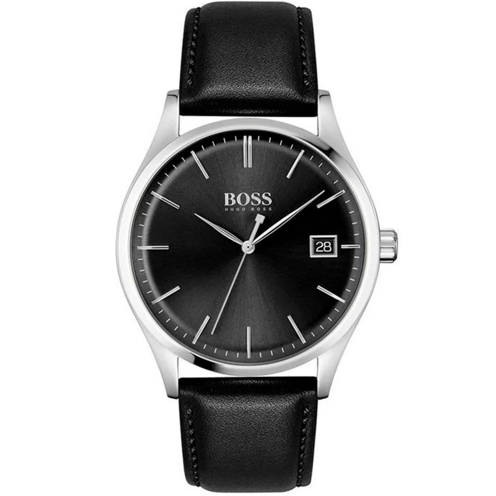 Hugo Boss 1513831 Commissioner Black Leather Quartz Men's Watch