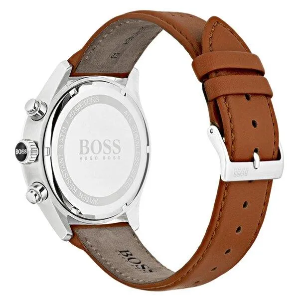Hugo Boss Men's Grand Prix Chronograph Brown Leather Watch 1513475