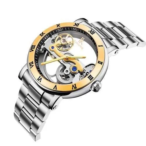 IK COLOURING 98399 Business Style Men Wrist Watch Stainless Steel Strap Automatic Mechanical Watches