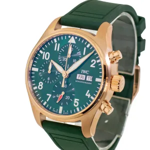 IWC Pilot Chronograph 41mm Rose Gold Green Arabic Dial IW388110