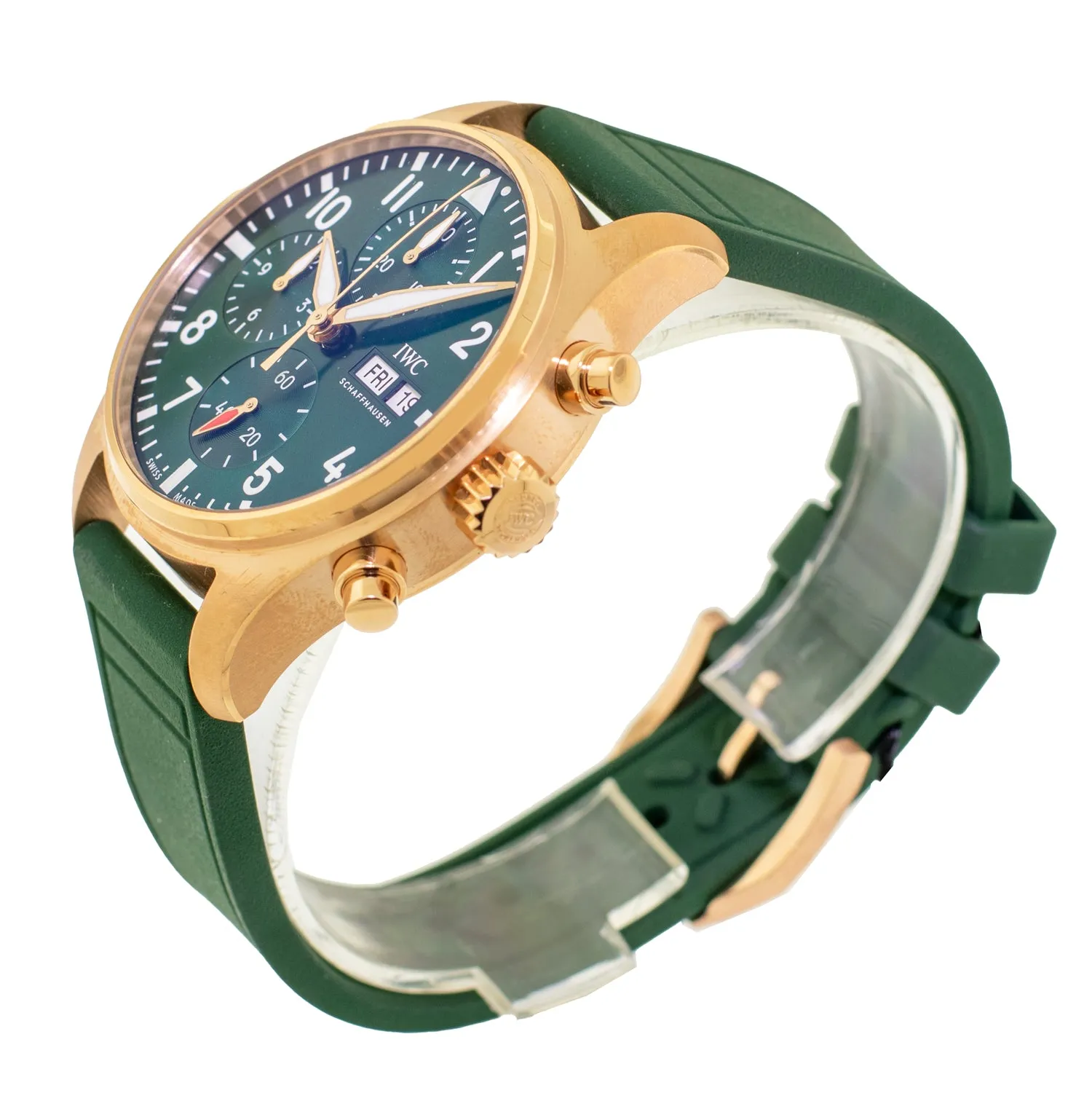 IWC Pilot Chronograph 41mm Rose Gold Green Arabic Dial IW388110