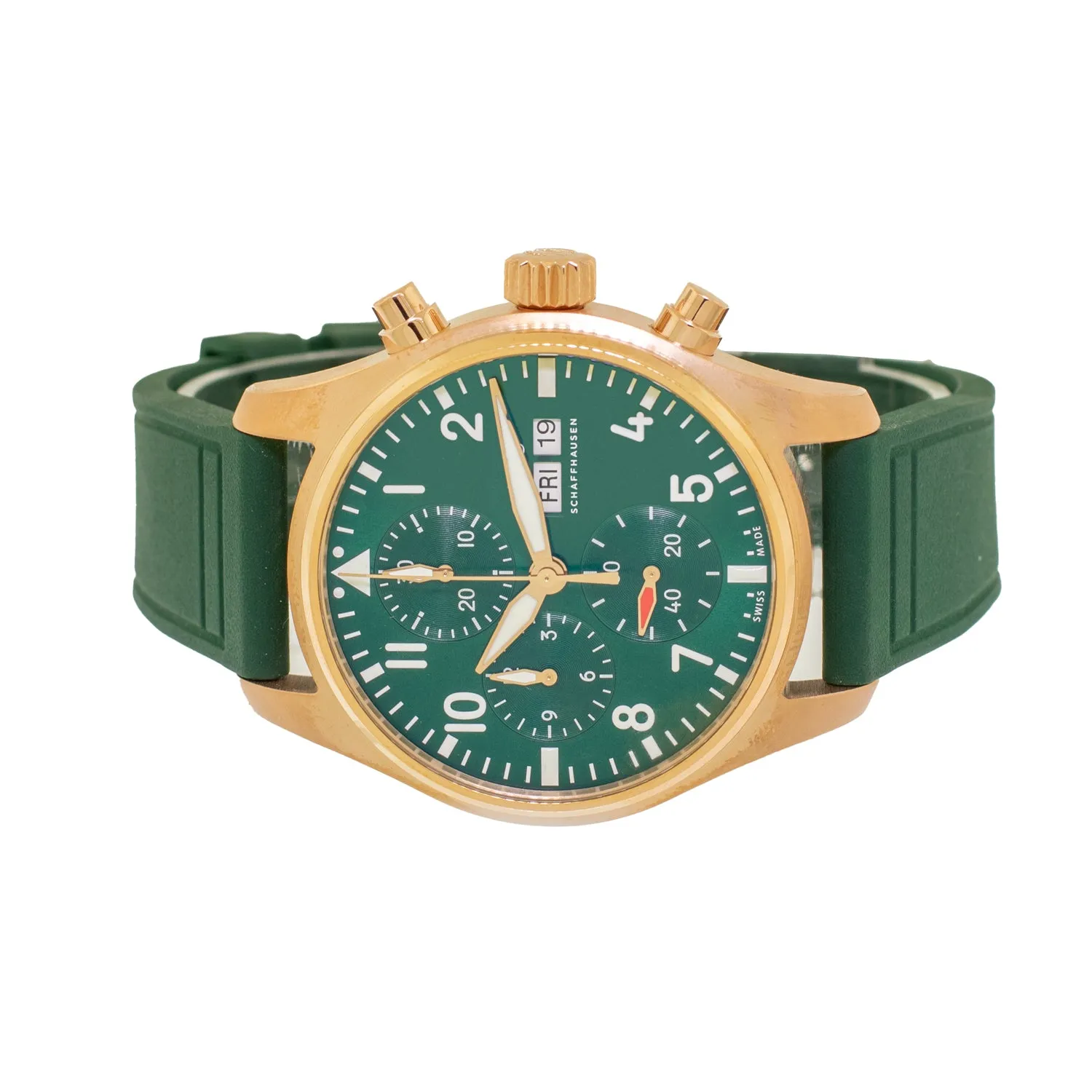 IWC Pilot Chronograph 41mm Rose Gold Green Arabic Dial IW388110