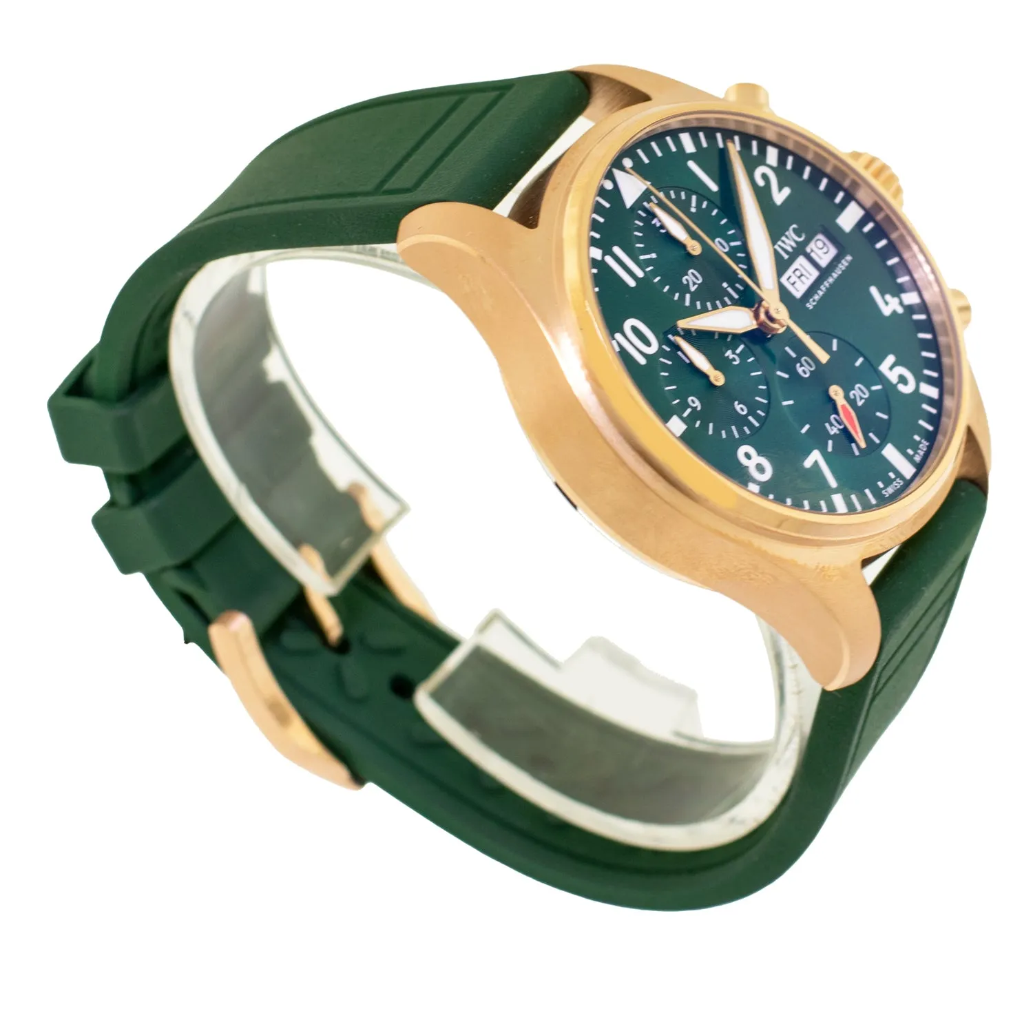 IWC Pilot Chronograph 41mm Rose Gold Green Arabic Dial IW388110