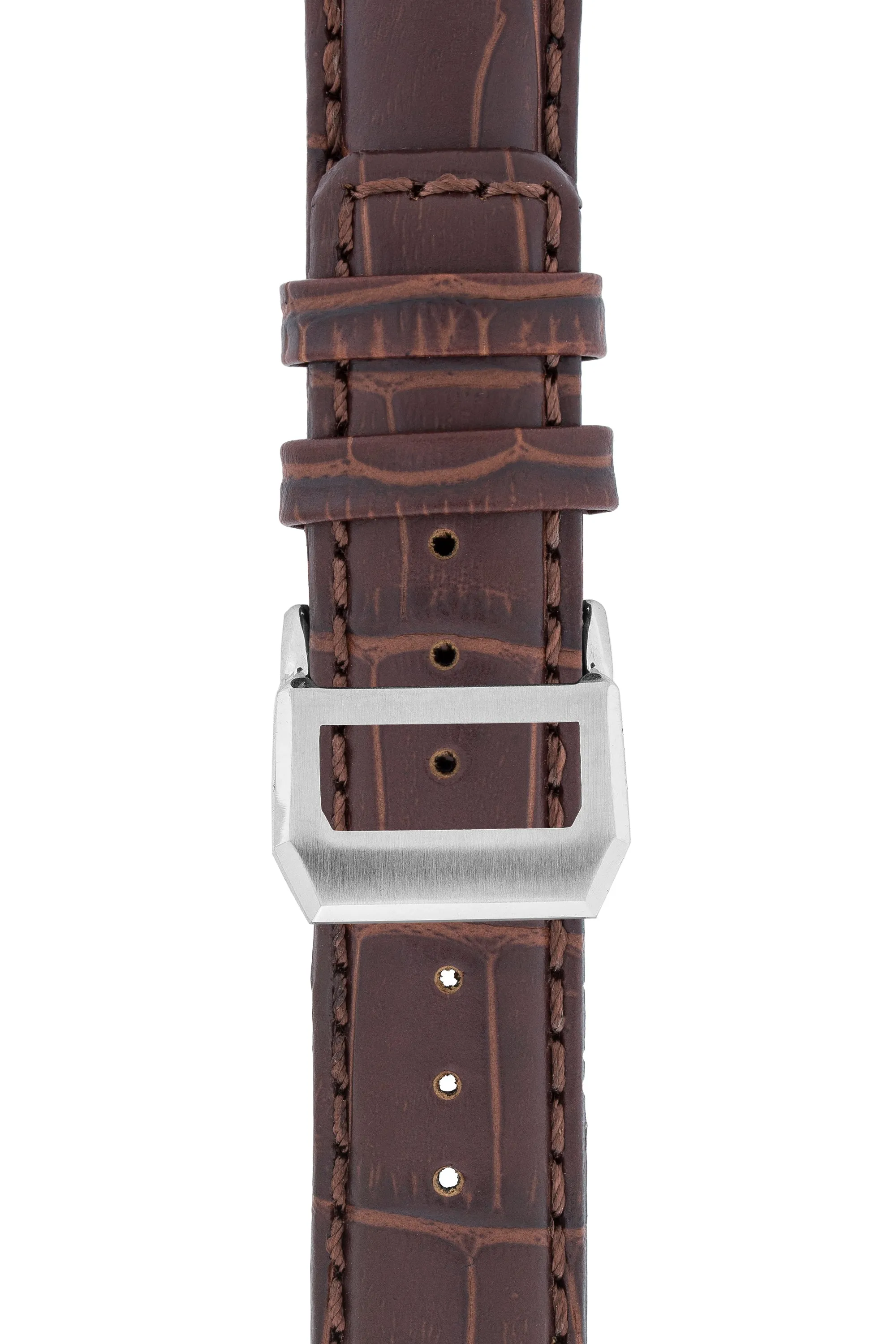 IWC-Style Alligator Embossed Leather Watch Strap in TABAC