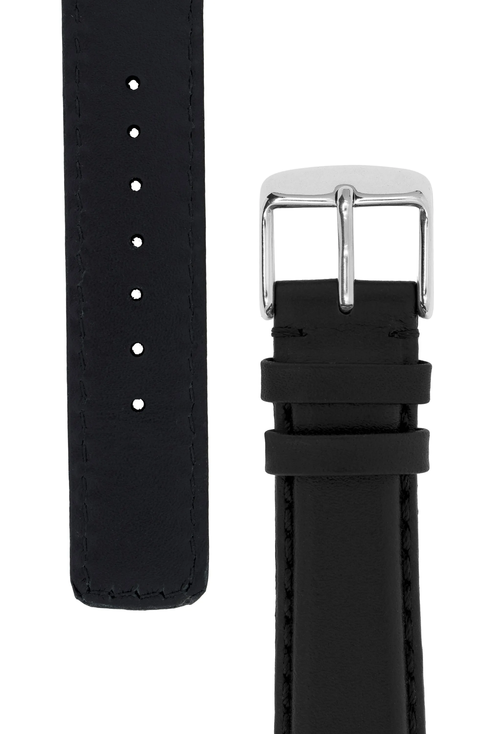 IWC-Style Calf Leather Watch Strap in BLACK