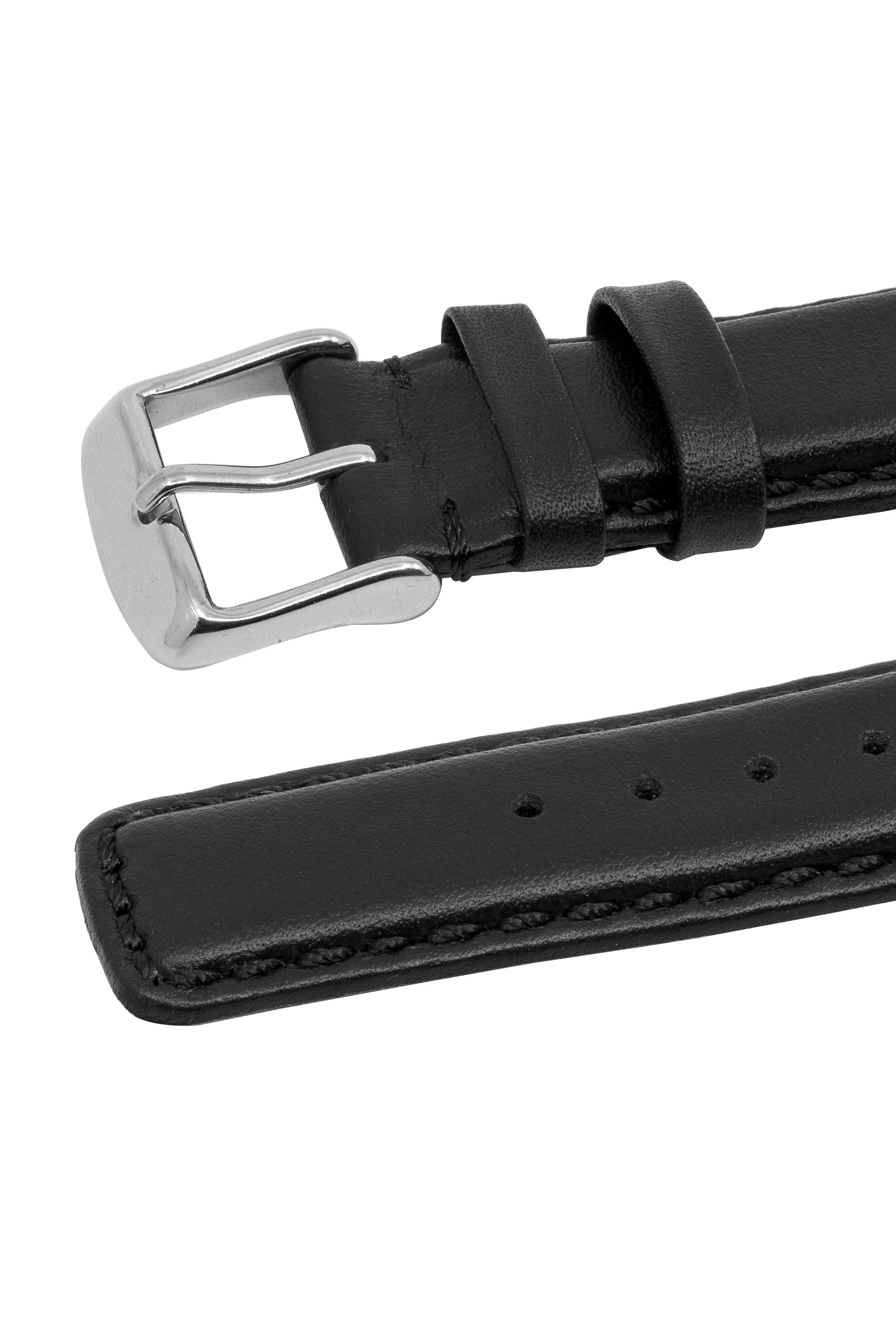 IWC-Style Calf Leather Watch Strap in BLACK