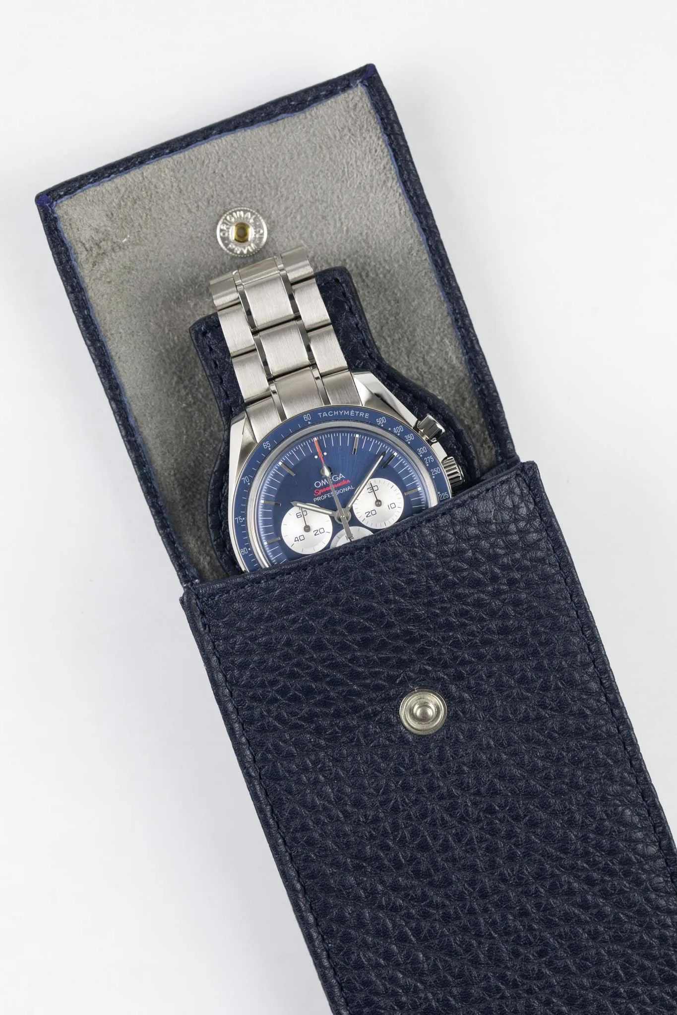 JPM Luxe Leather Watch Pouch in BLUE