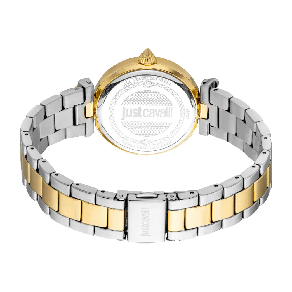 Just Cavalli Women's Gold Watch with White MOP Dial and Two Tone Metal Bracelet