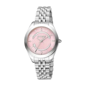 Just Cavalli Women's Silver Watch with Light Pink Dial and Stainless Steel Bracelet