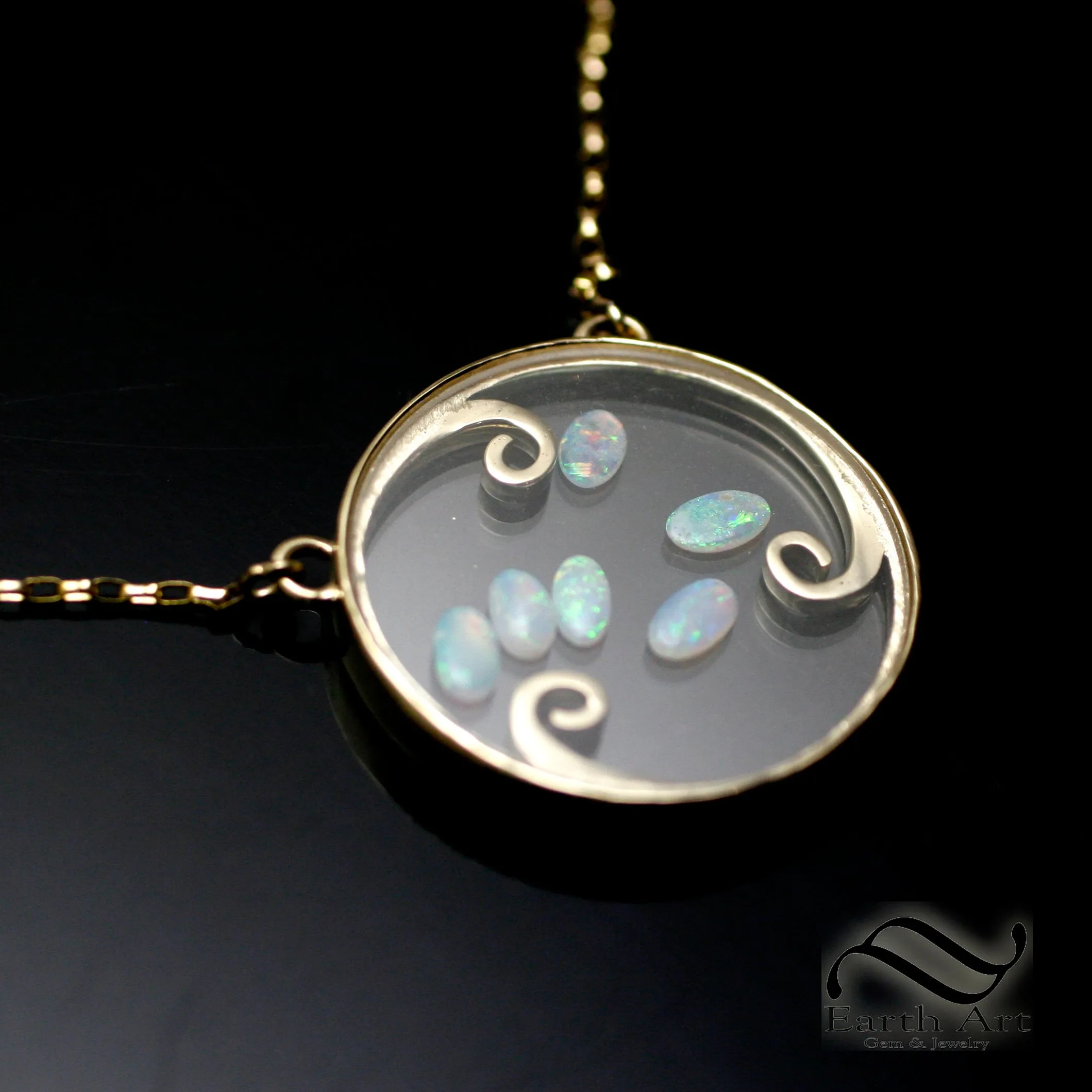 Kinetic Opal Pendant in 14k yellow gold