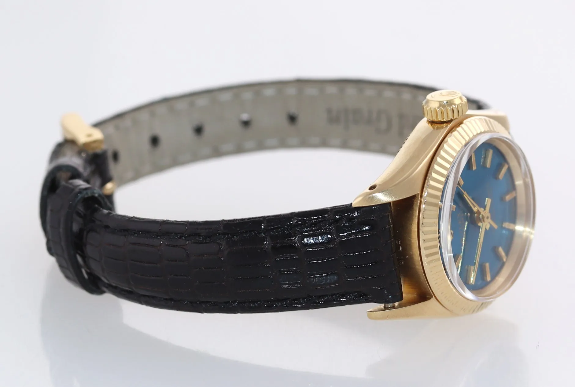 Ladies Rolex 24mm 6719 solid 14k Yellow Gold Blue Dial 6917 Watch
