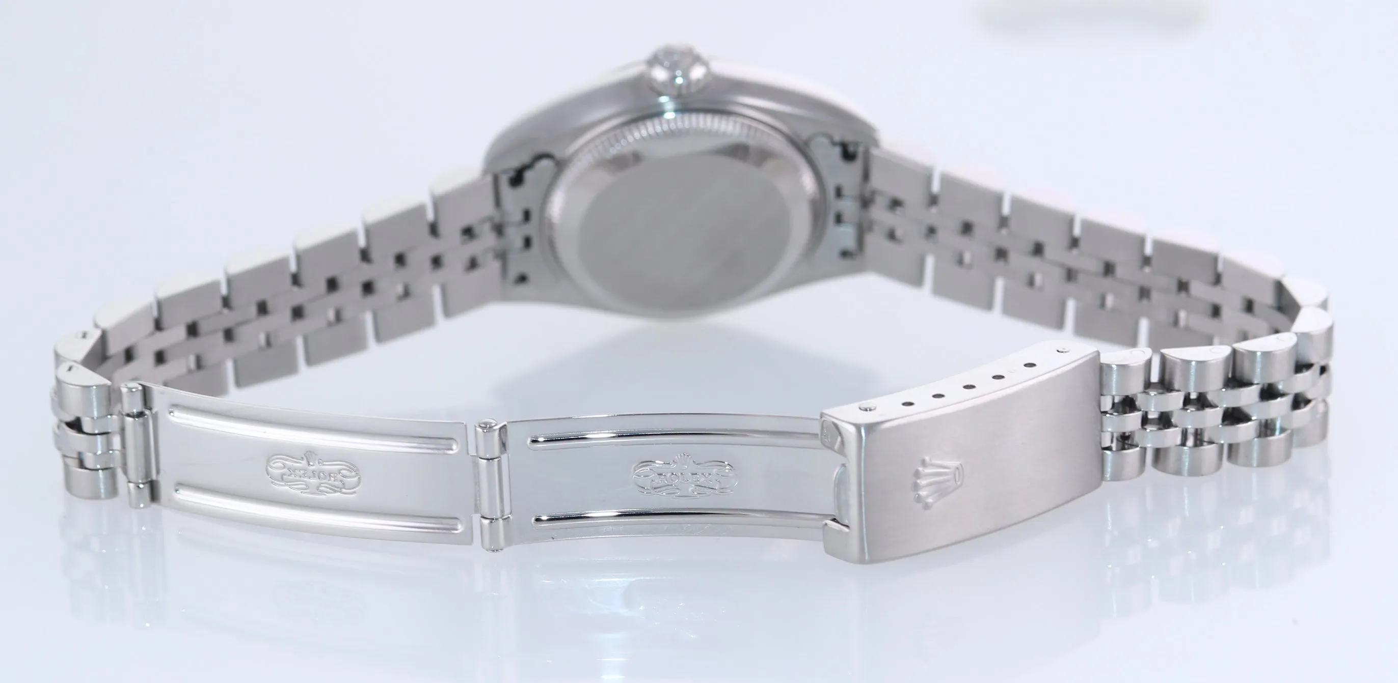 Ladies Rolex DateJust  79174 26mm SIlver Roman Fluted Bezel Steel Jubilee Watch