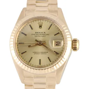 Ladies Rolex DateJust President 26mm Champagne Dial Yellow Gold 6917
