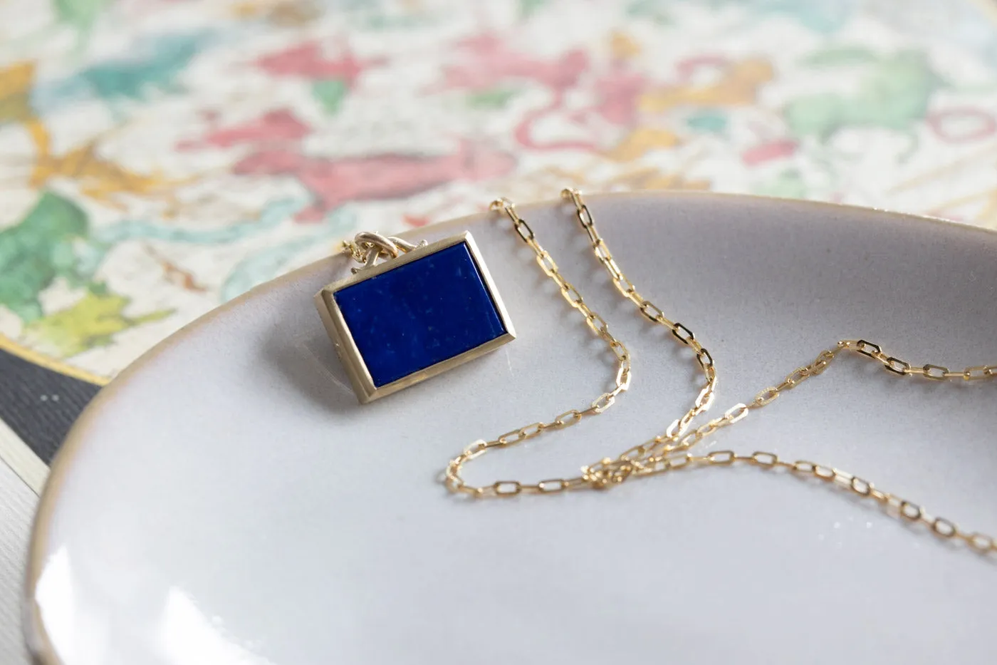 Lapis Sundial Shadowbox Pendant