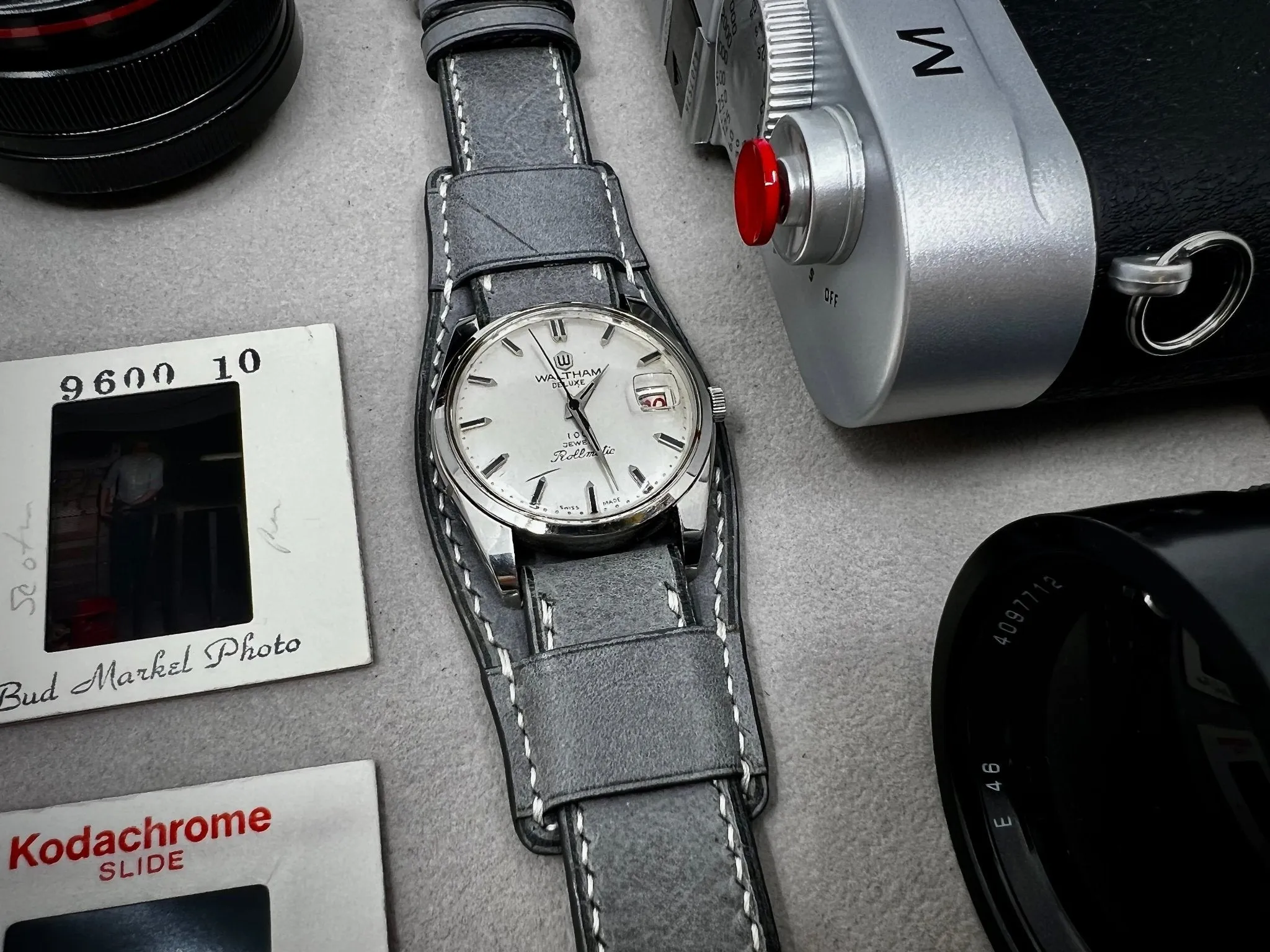 Leather Bund Strap, Bund watch Strap, 20mm 19mm 18mm Watch Straps, Grey Leather Watch Straps, Cuff Watch Band, Gift Ideas for Husband