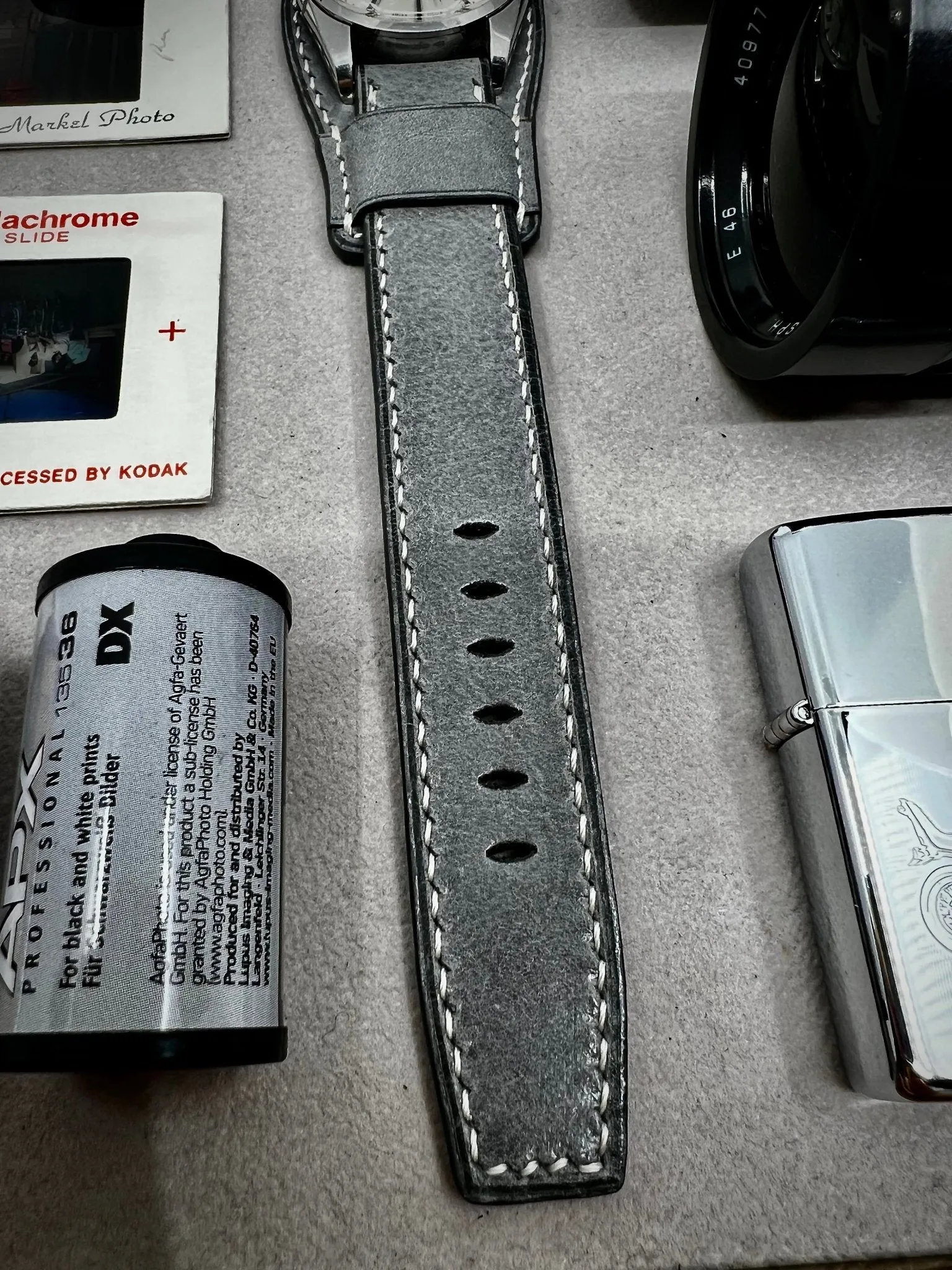 Leather Bund Strap, Bund watch Strap, 20mm 19mm 18mm Watch Straps, Grey Leather Watch Straps, Cuff Watch Band, Gift Ideas for Husband