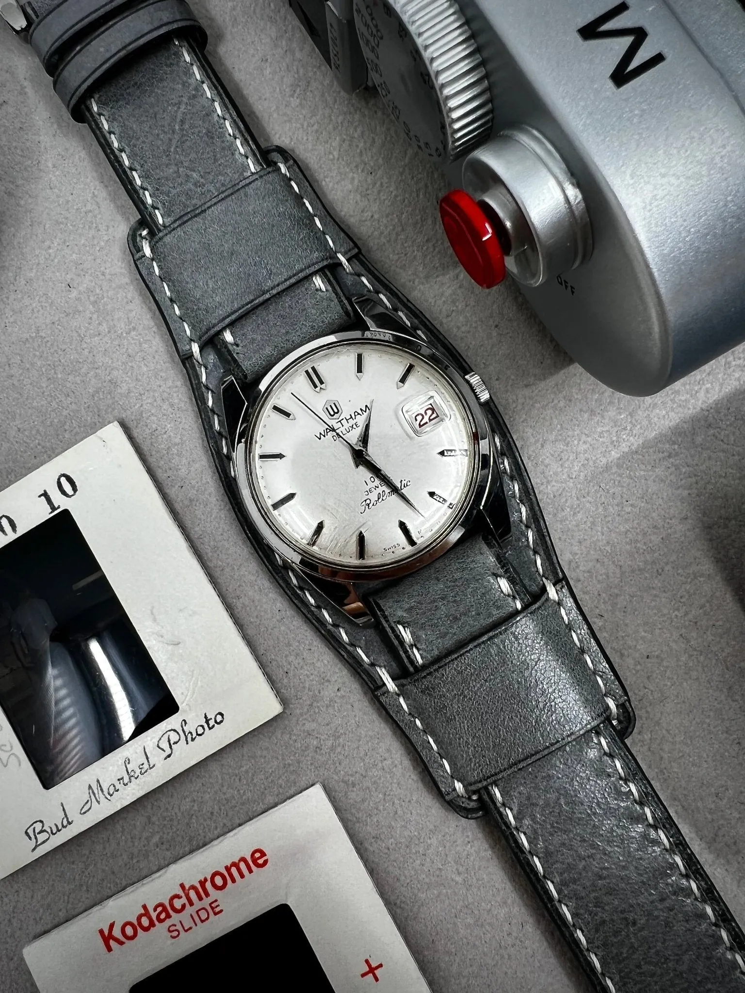Leather Bund Strap, Bund watch Strap, 20mm 19mm 18mm Watch Straps, Grey Leather Watch Straps, Cuff Watch Band, Gift Ideas for Husband