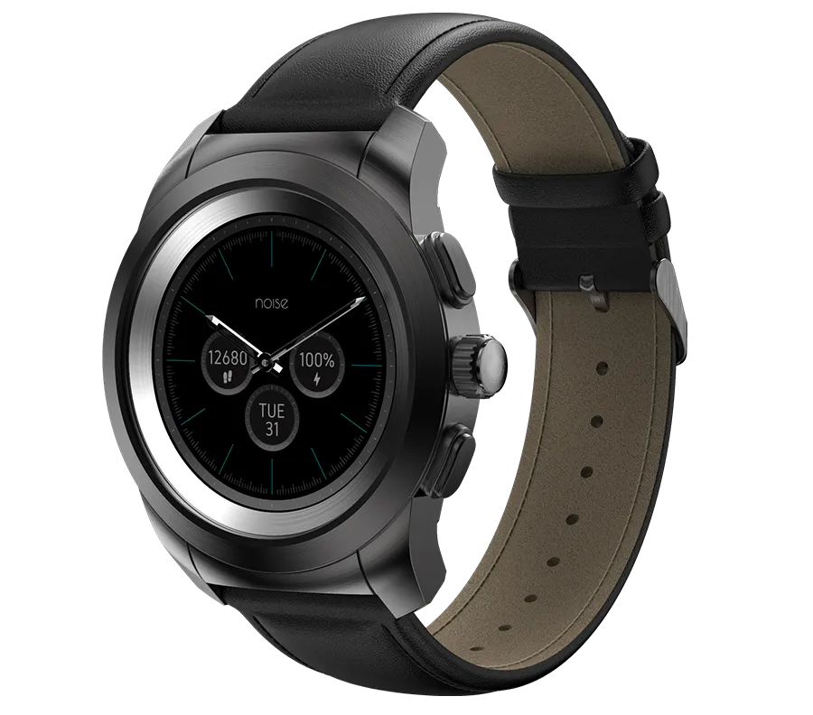 Leather NoiseFit Bluetooth-enabled Fusion Strap Black) Hybrid (Classic with Efficient returns Watch Smart