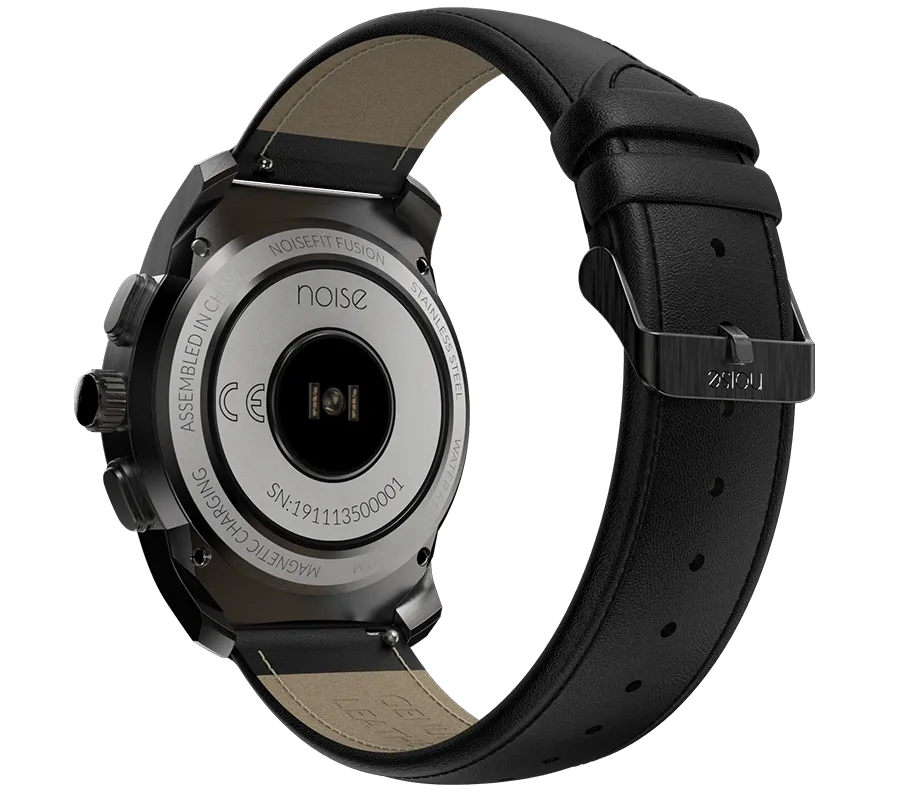 Leather NoiseFit Bluetooth-enabled Fusion Strap Black) Hybrid (Classic with Efficient returns Watch Smart