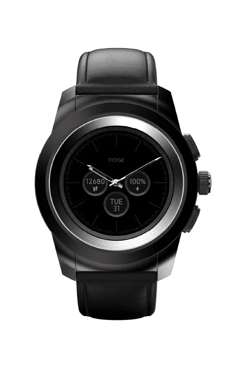 Leather NoiseFit Bluetooth-enabled Fusion Strap Black) Hybrid (Classic with Efficient returns Watch Smart