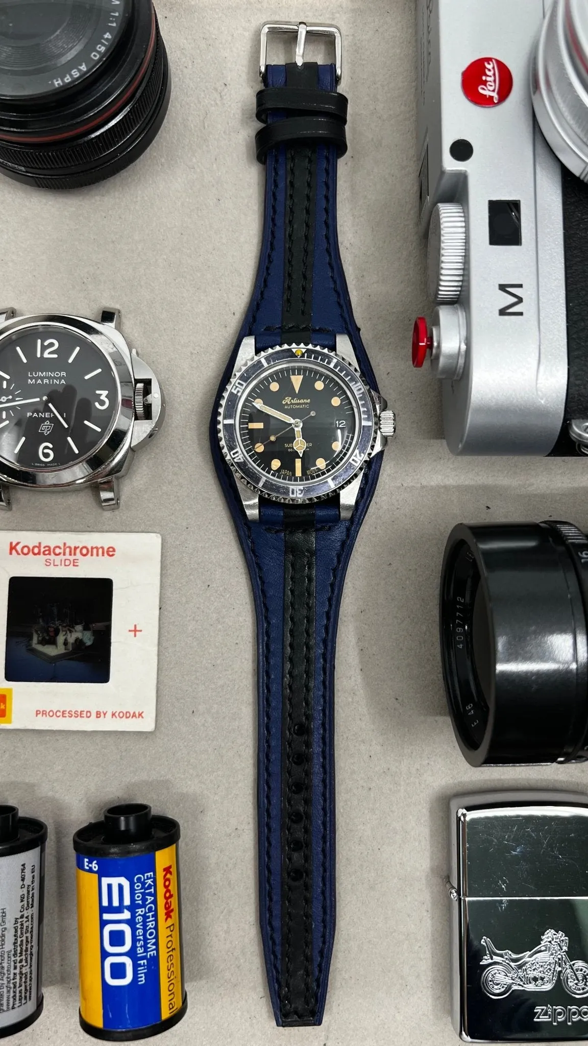 Leather Watch Band, Watch Strap, Striped Leather Watch Straps 20mm 22mm 24mm, Black Blue Watch Straps, Wristwatch Band, Christmas Gift Ideas