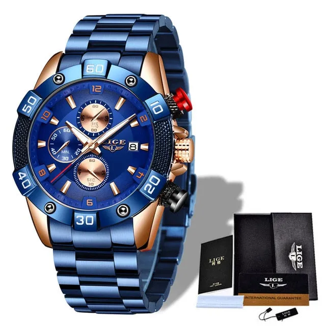 Lige Men's Business Chronograph Quartz Wrist Watch