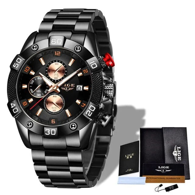 Lige Men's Business Chronograph Quartz Wrist Watch