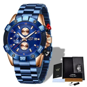 Lige Men's Business Chronograph Quartz Wrist Watch