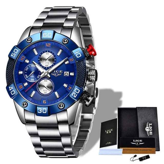 Lige Men's Business Chronograph Quartz Wrist Watch