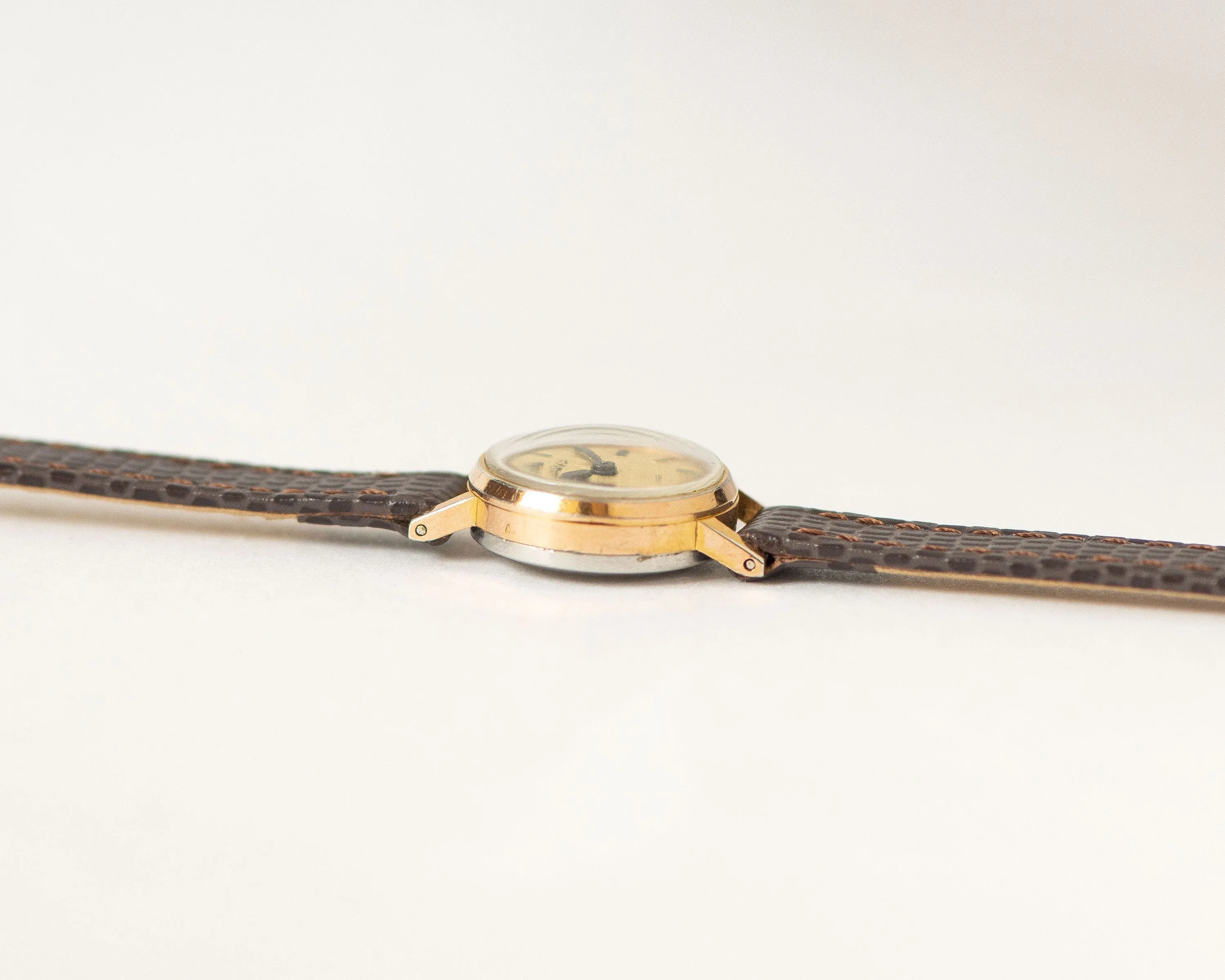 Limited edition women wristwatch Seagull gold plated vintage, minimalist dainty timepiece jewelry gift micro watch, new premium leather band