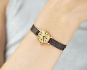 Limited edition women wristwatch Seagull gold plated vintage, minimalist dainty timepiece jewelry gift micro watch, new premium leather band