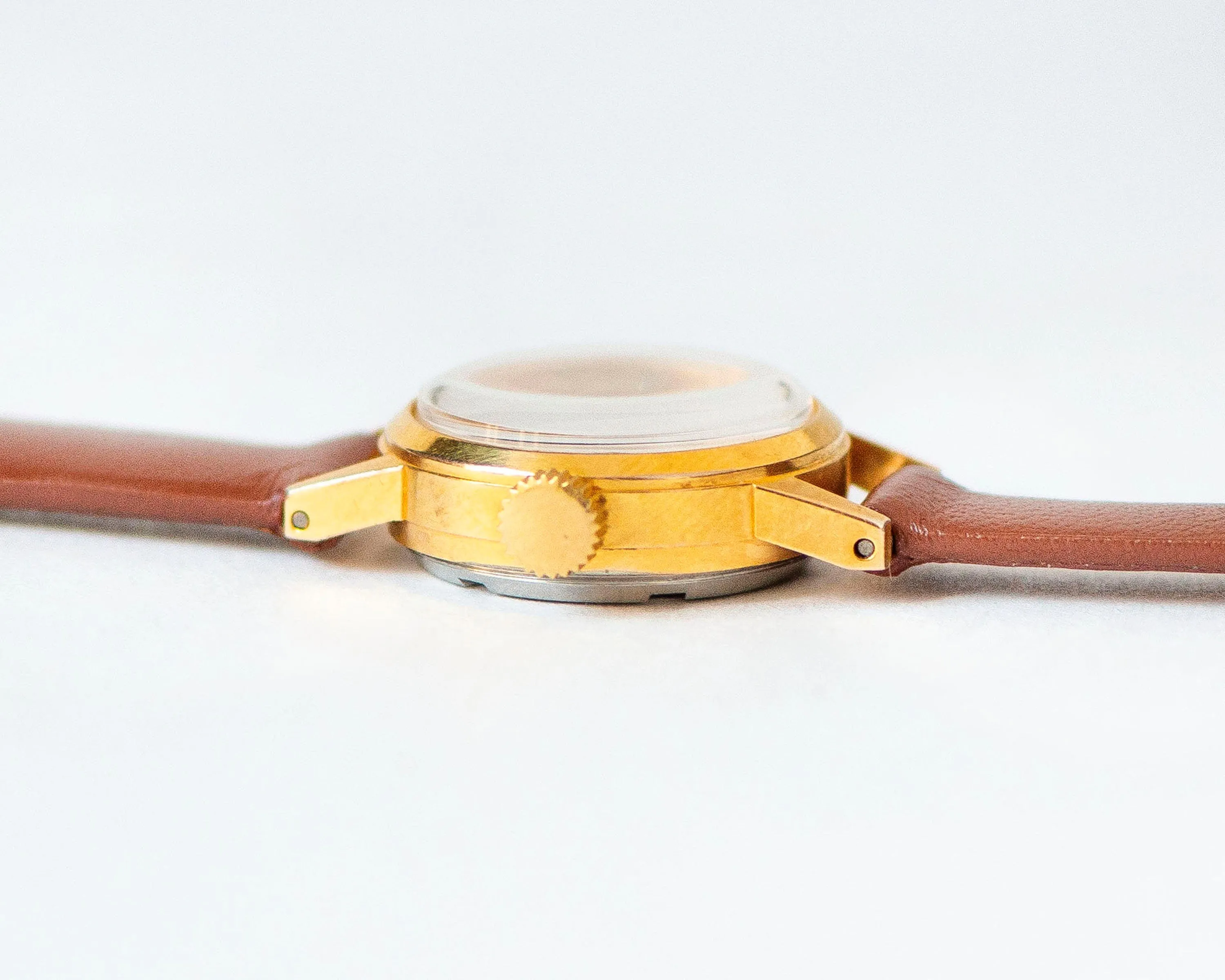 Limited edition wristwatch gold plated Seagull, retro women watch minimalist jewelry gift, petite watch vintage, new premium leather strap
