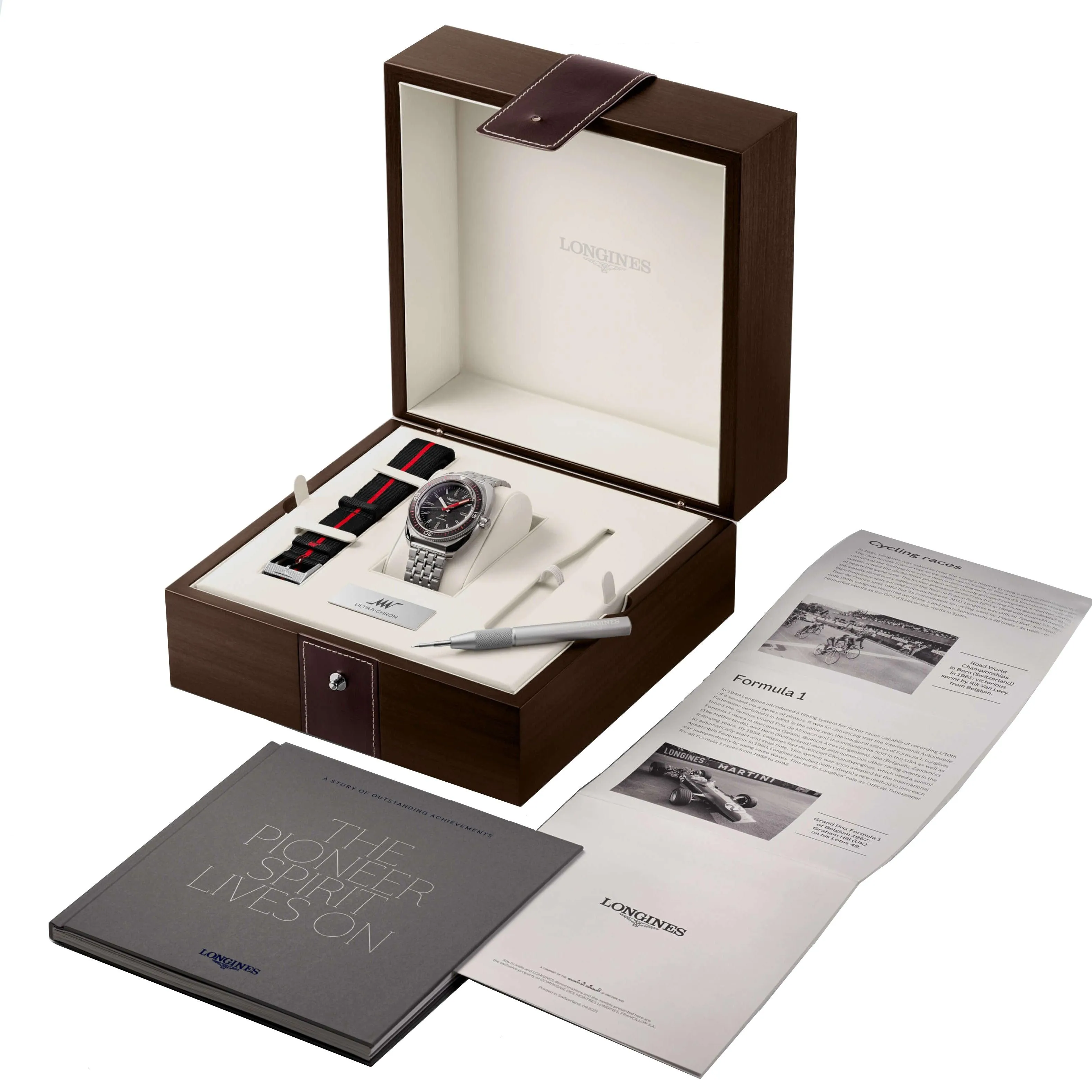 Longines Ultra-Chron Box Edition 43mm Watch Automatic Black Steel L2.836.4.52.9