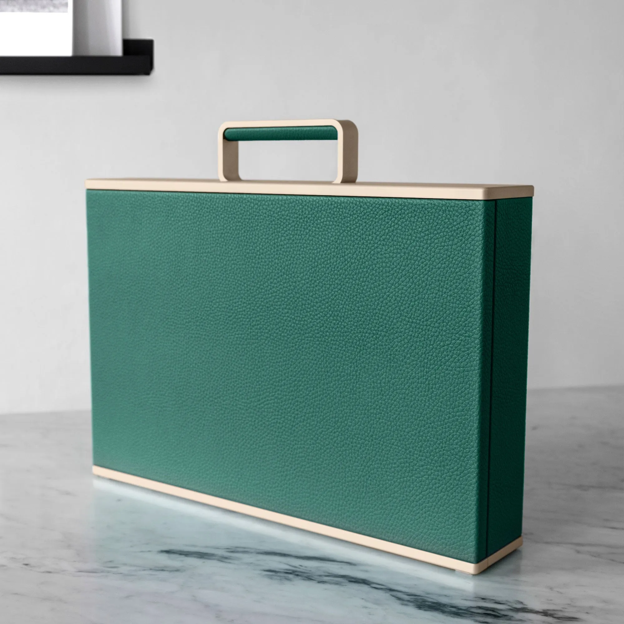 MACKENZIE 12 WATCH BRIEFCASE - EMERALD / CHAMPAGNE