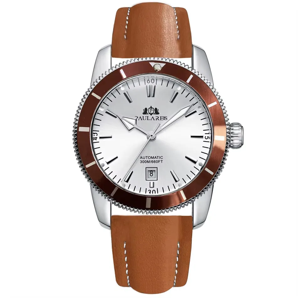 Men Automatic Self Wind Mechanical Net Stainless Steel Black Blue Leather Strap Super Luxury Heritage Big Face 46Mm Ocean Watch