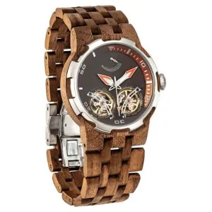 Men's Dual Wheel Automatic Walnut Wood Watch - For High End Watch Collectors