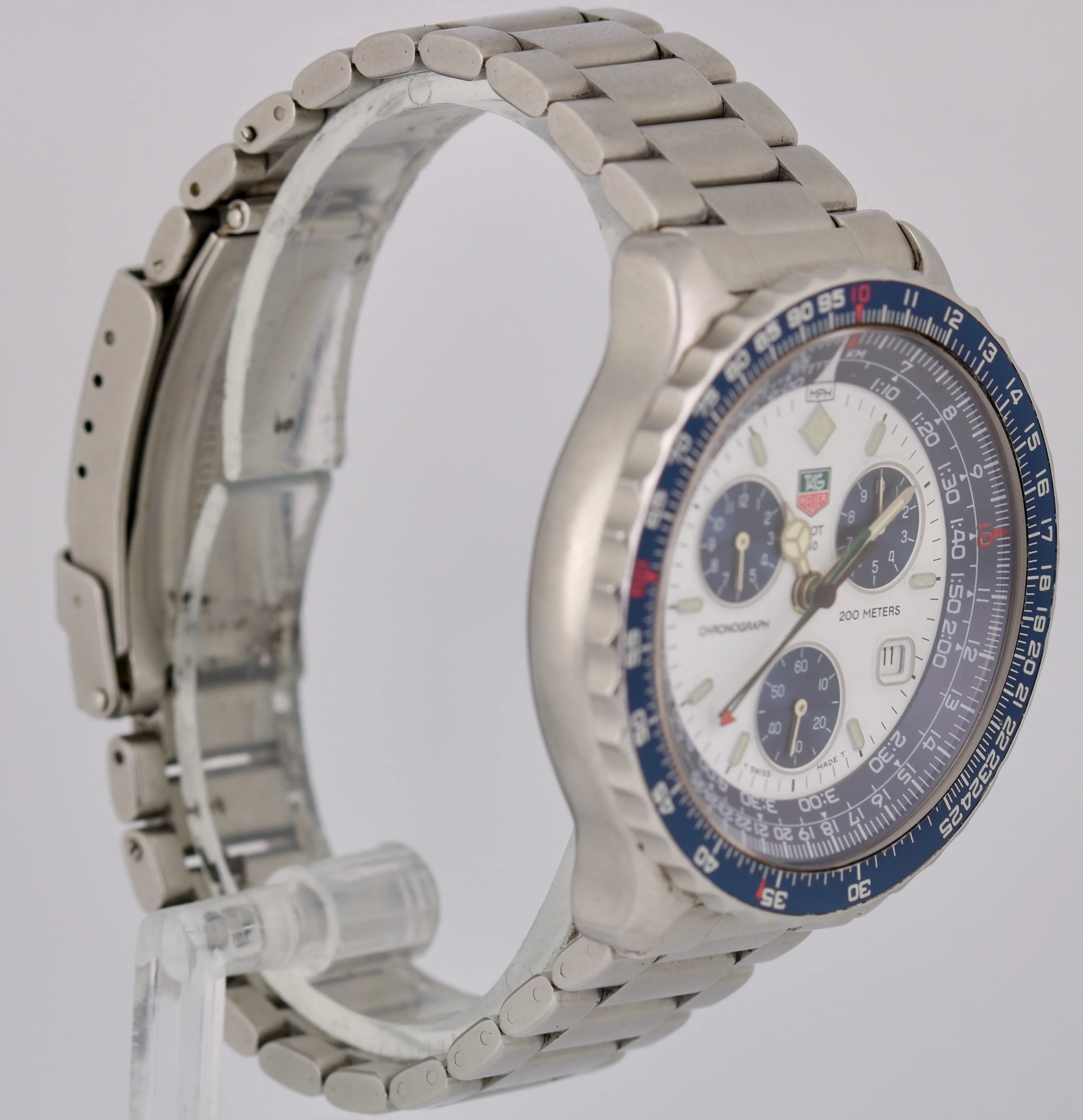 Men's Tag Heuer Pilot Chronograph Stainless Steel White Dial 42mm 530 805 Watch
