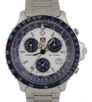 Men's Tag Heuer Pilot Chronograph Stainless Steel White Dial 42mm 530 805 Watch