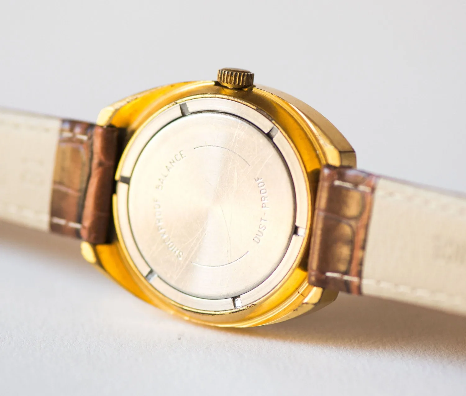 Men's watch Vostok, gold plated chunky wrist watch, watch for men, oxblood dial watch, mechanical watch, men accessory, new leather strap