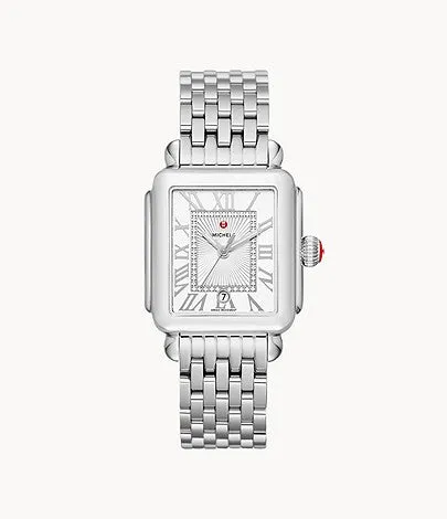 Michele Deco Madison Stainless Diamond Dial Watch