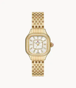 Michele Meggie Gold Diamond Stainless Steel Watch