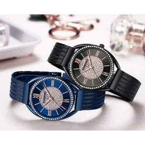 MINI FOCUS Trendy Crystal Watch for Women Business Dress Ladies Watches Top Brand Luxury Diamond Quartz  Steel Strap Wristwatch