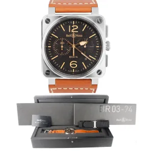 MINT Bell & Ross BR 03-94 Golden Heritage Chronograph Black 42mm Stainless Watch