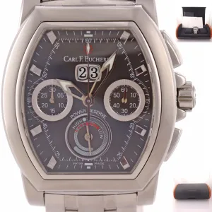 MINT Carl F. Bucherer Patravi T-Graph 10615.08 Steel Chronograph Date Watch D8