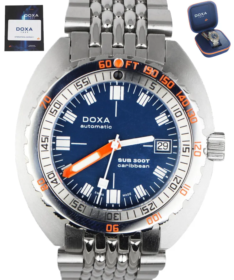 MINT Doxa Sub 300T Caribbean Stainless Steel Automatic Blue 42mm 840.10.201.10