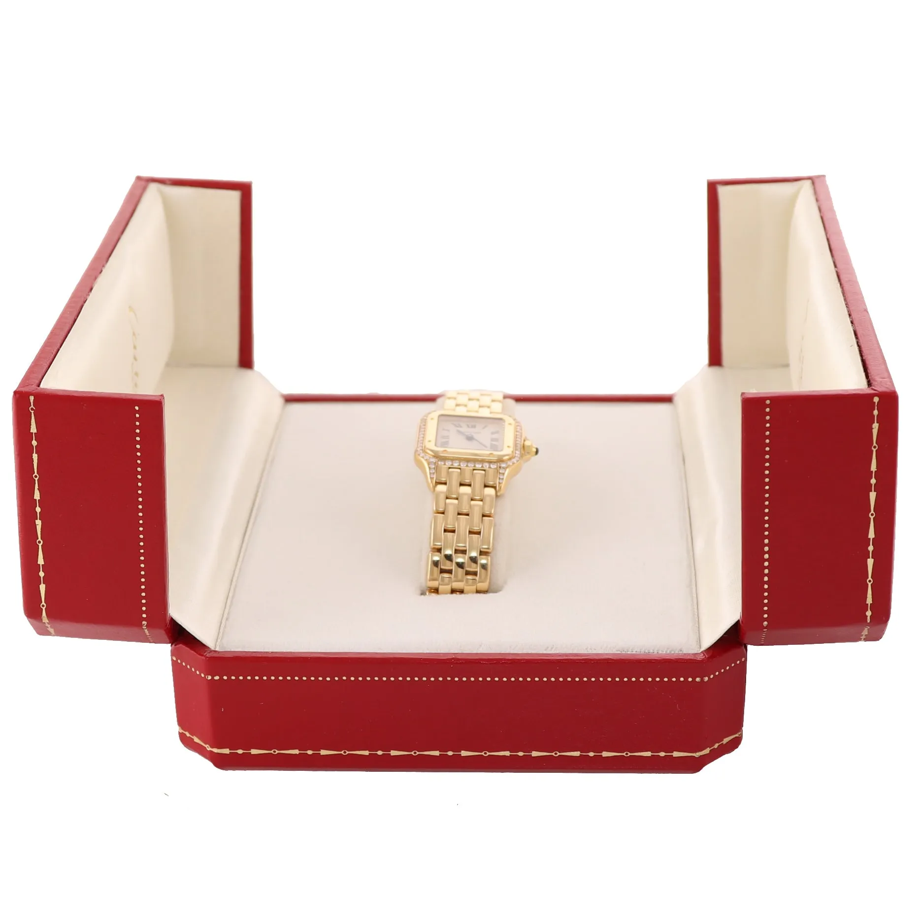MINT Ladies Cartier Panthere Solid 18K Gold Factory Diamond Roman 1070 Watch